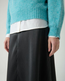 PLEATED ECO-LEATHER MIDI SKIRT