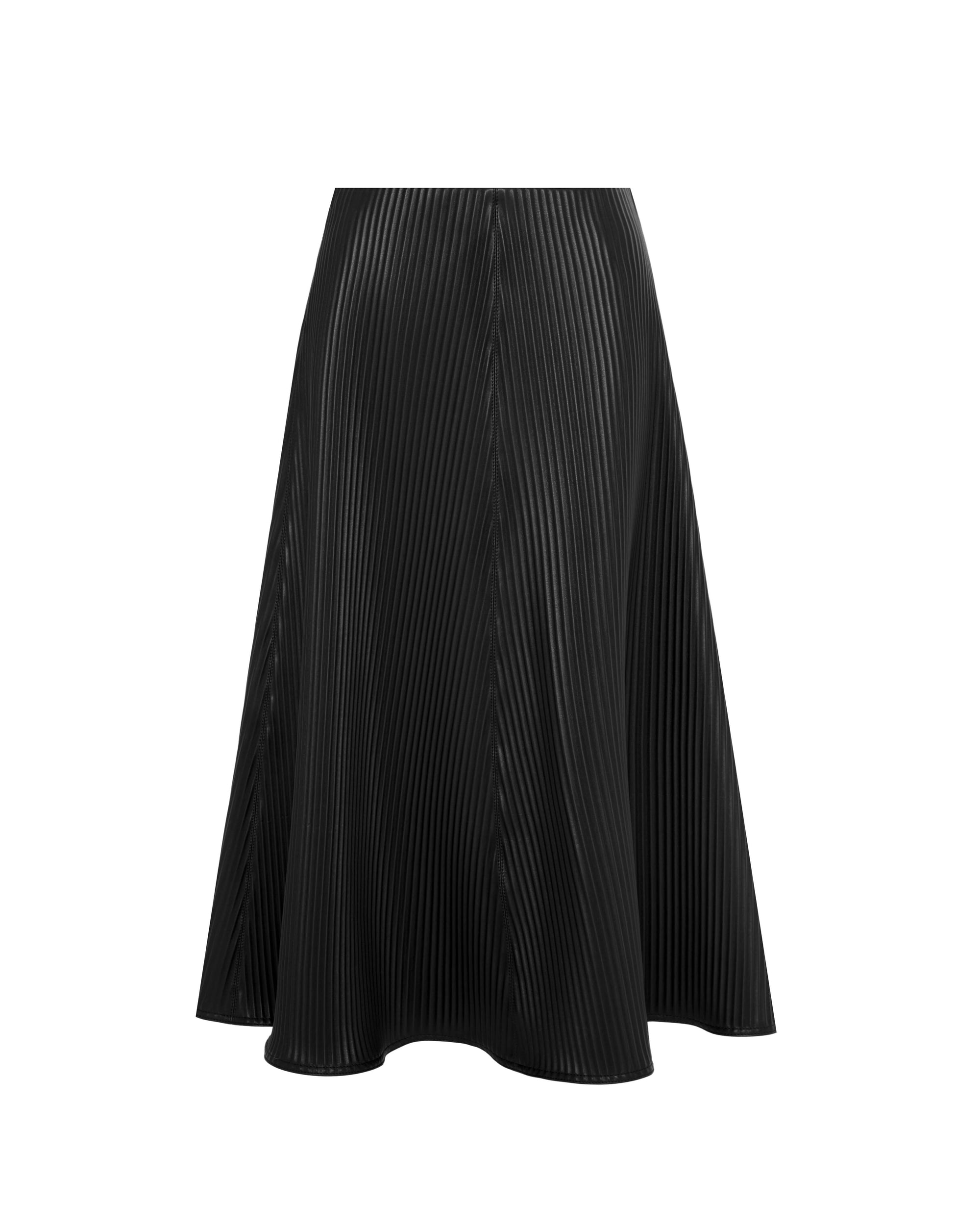 PLEATED ECO-LEATHER MIDI SKIRT