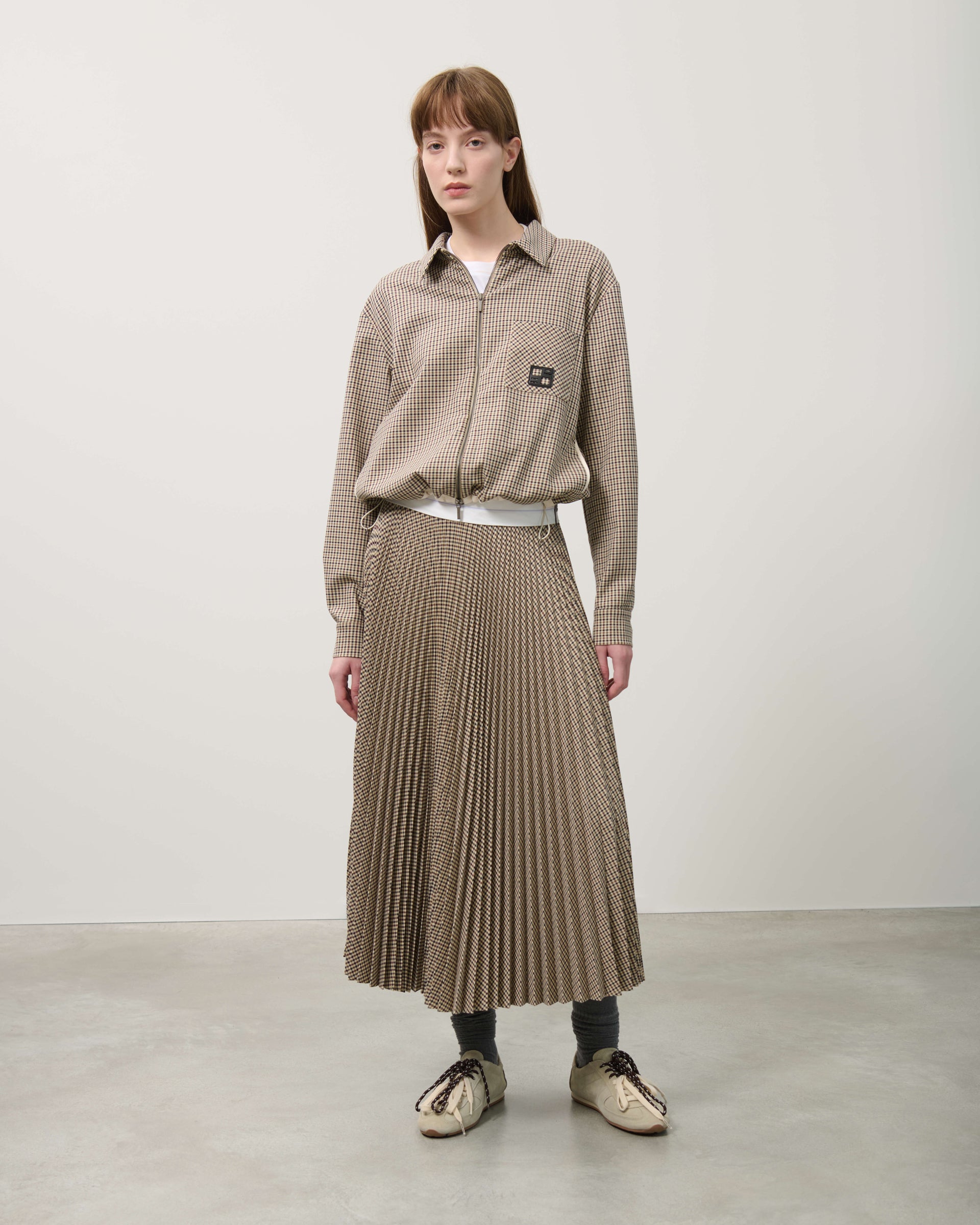 PLEATED SKIRT IN MICRO CHECK