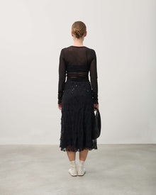FLARED SKIRT WITH ALL OVER EMBROIDERY