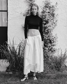 LONG SKIRT WITH EMBROIDERY AND WAIST TIE