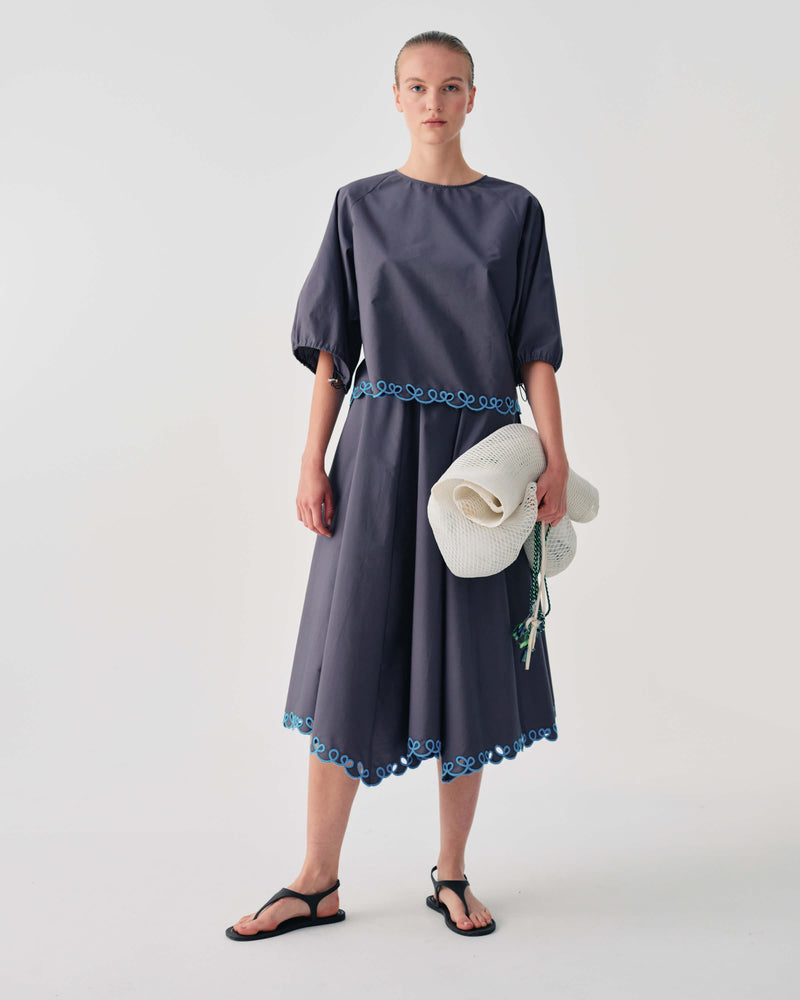 LONG SKIRT WITH EMBROIDERED HEM