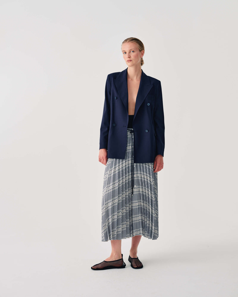 PLEATED MIDI SKIRT WITH DRAWSTRING