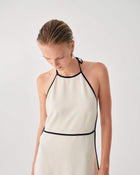 LONG DRESS WITH CONTRAST PIPING