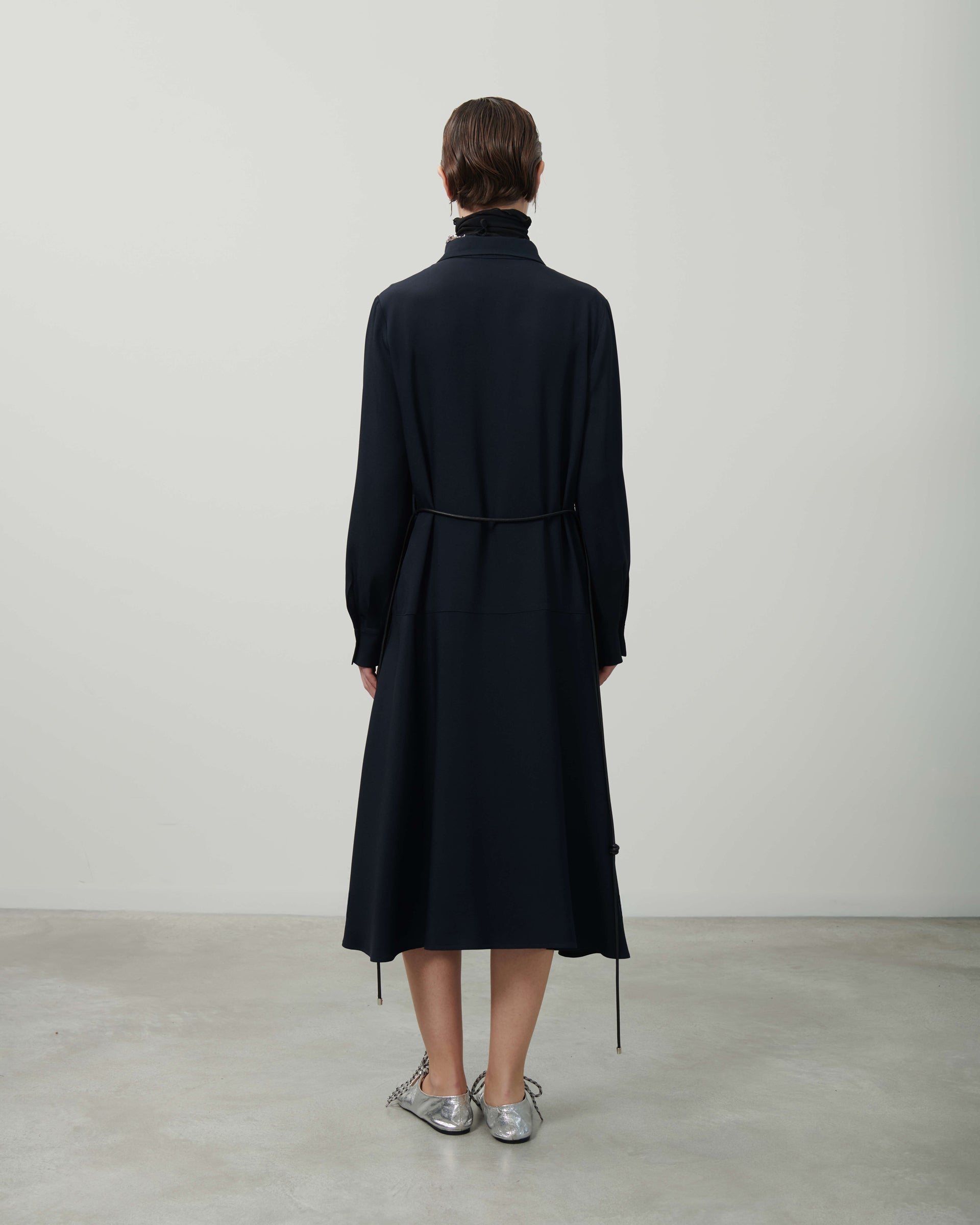 CHEMISIER DRESS WITH RIBBING AND BELT