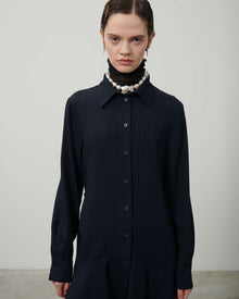 CHEMISIER DRESS WITH RIBBING AND BELT