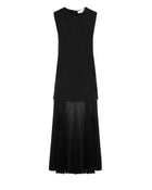 SLEEVELESS DRESS WITH PLEATED GEORGETTE