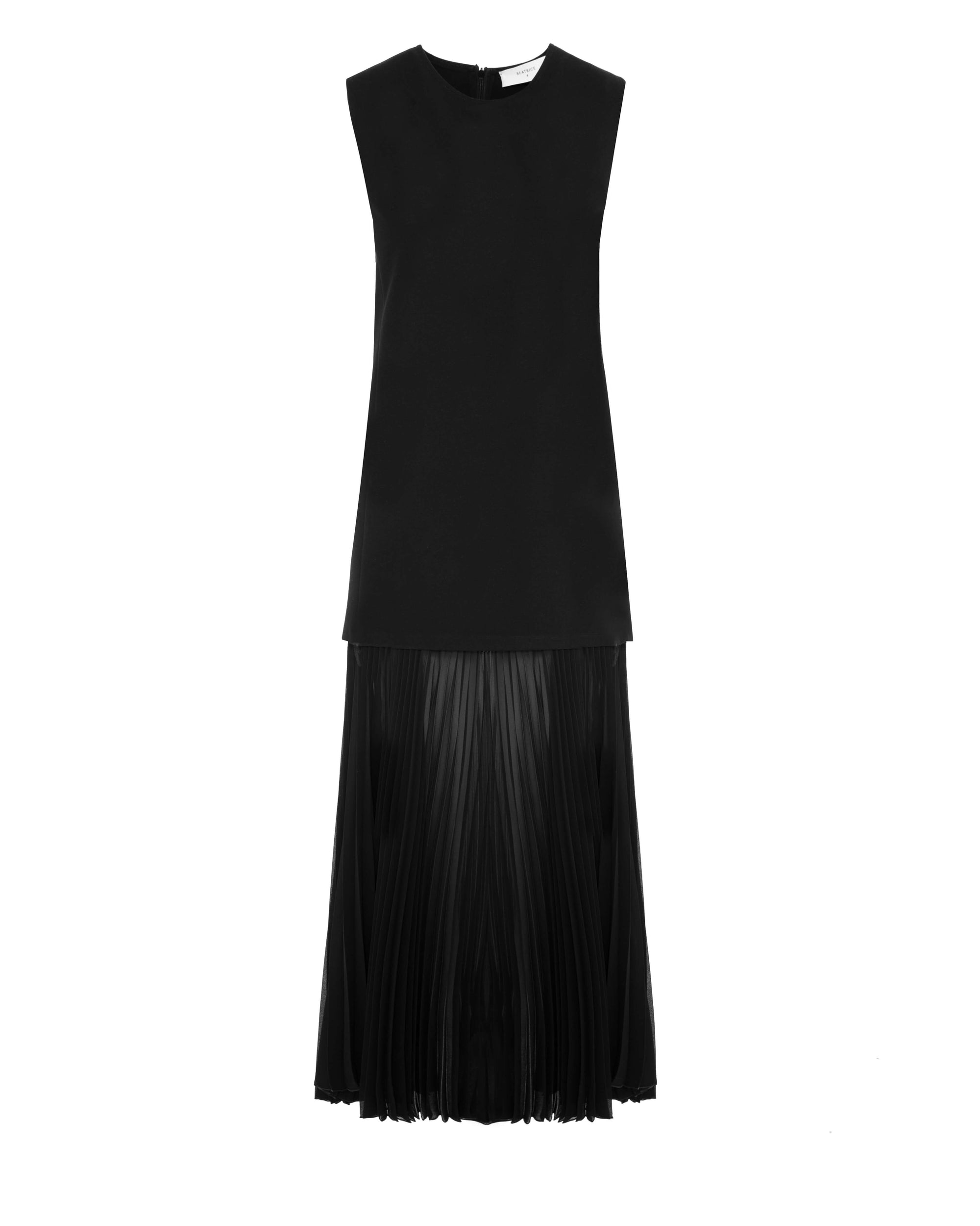 SLEEVELESS DRESS WITH PLEATED GEORGETTE