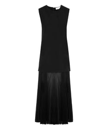 SLEEVELESS DRESS WITH PLEATED GEORGETTE