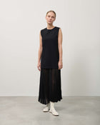 SLEEVELESS DRESS WITH PLEATED GEORGETTE