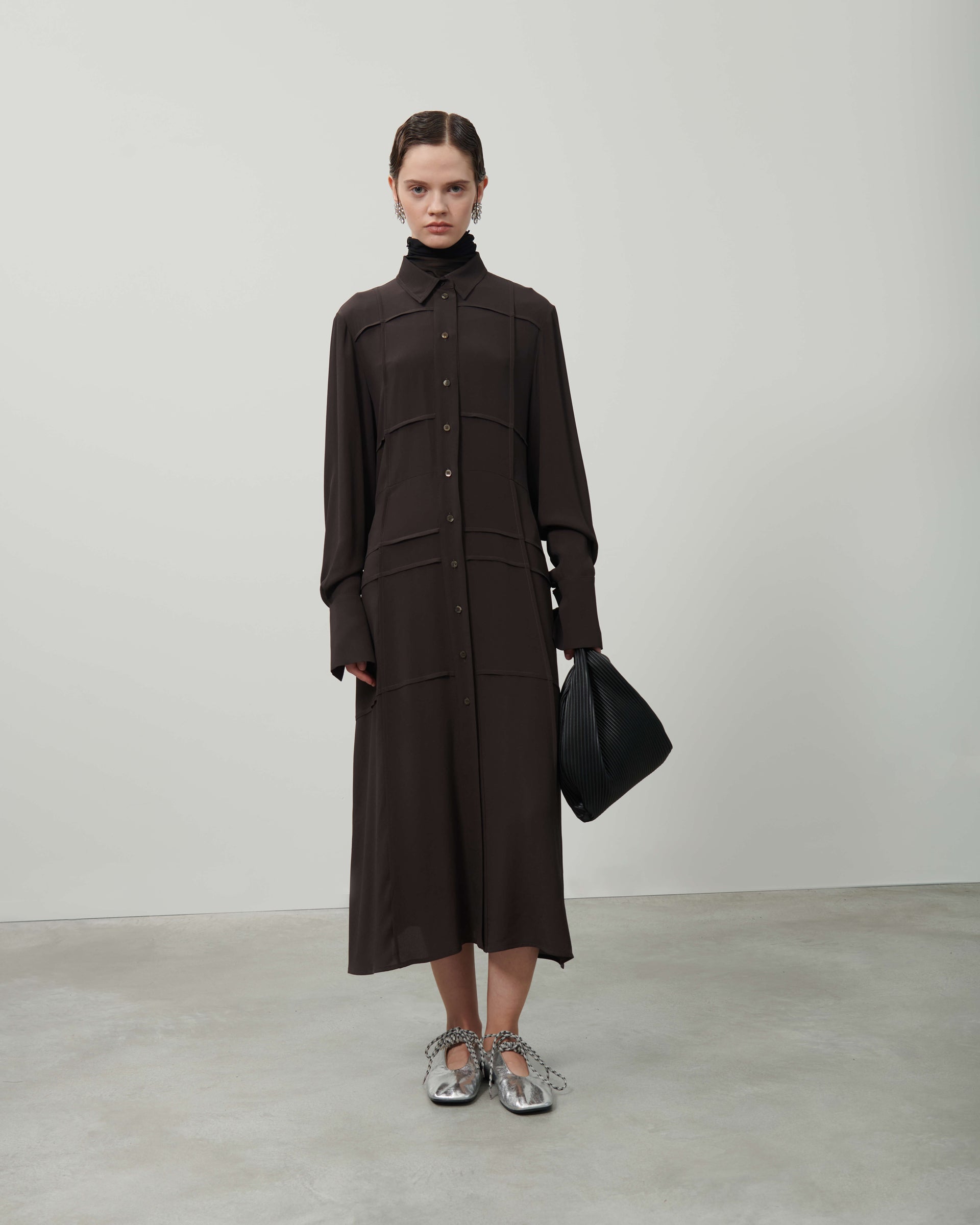 CHEMISIER DRESS WITH RIBBING