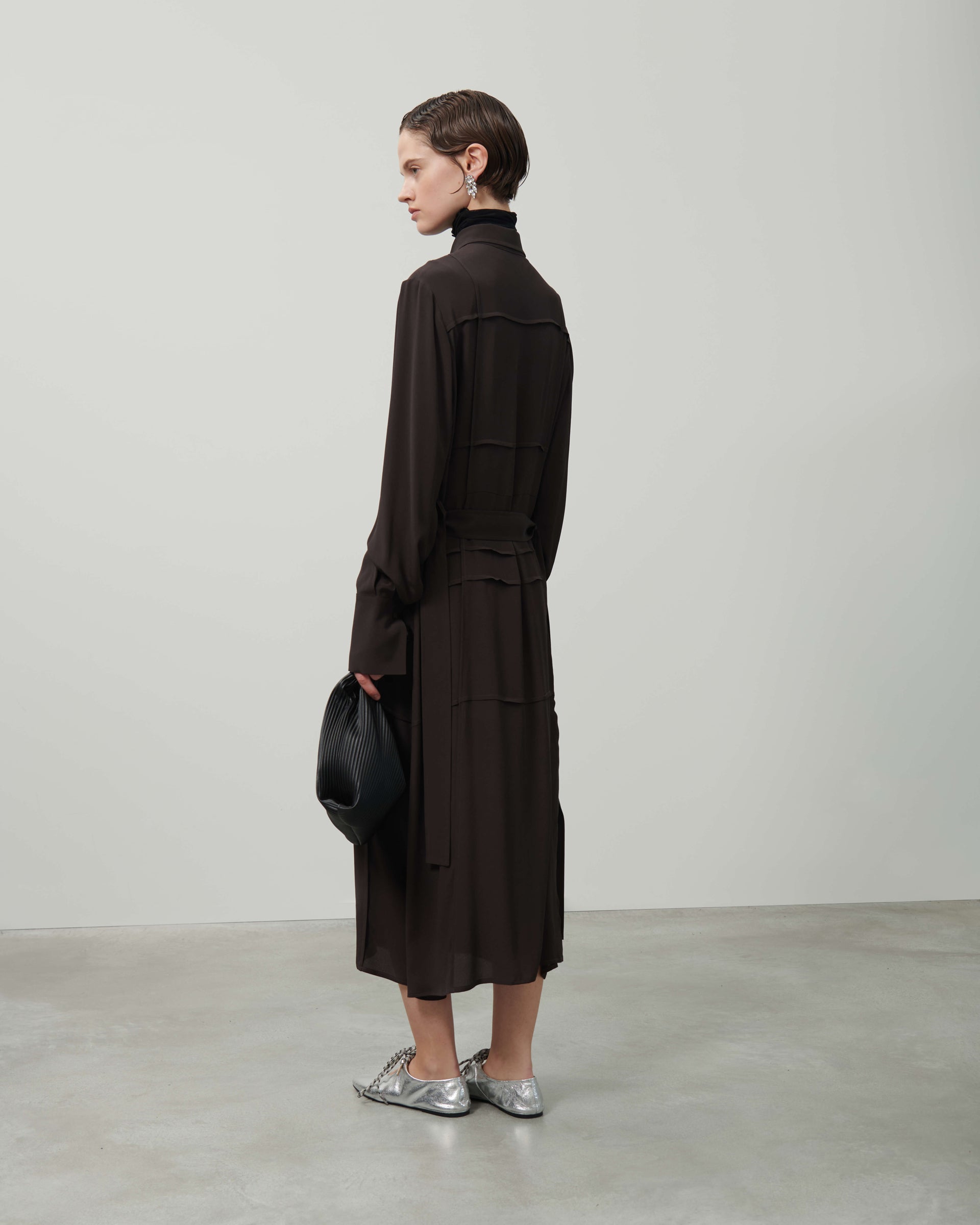 CHEMISIER DRESS WITH RIBBING