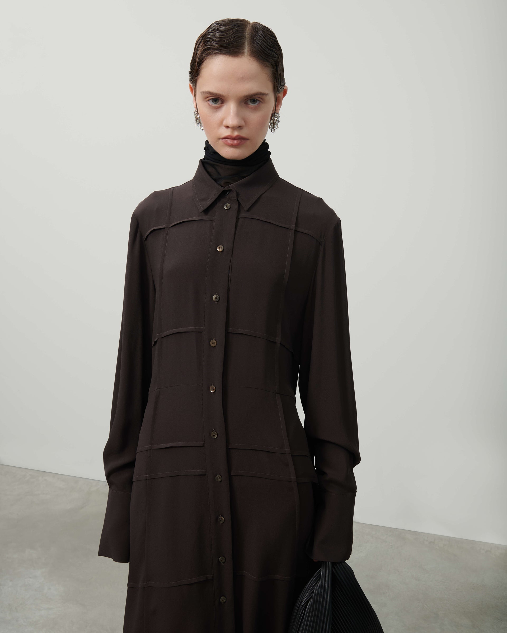 CHEMISIER DRESS WITH RIBBING
