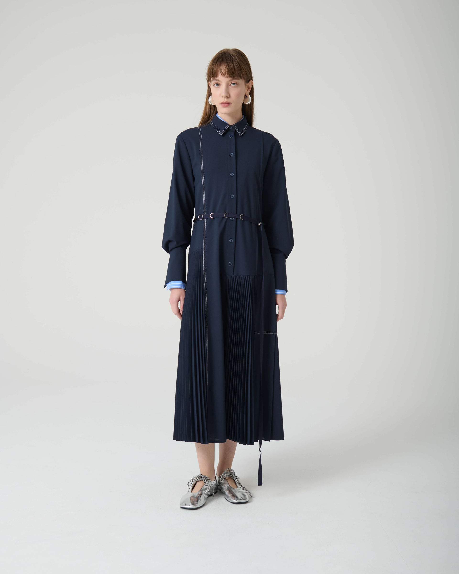PLEATED CHEMISER DRESS