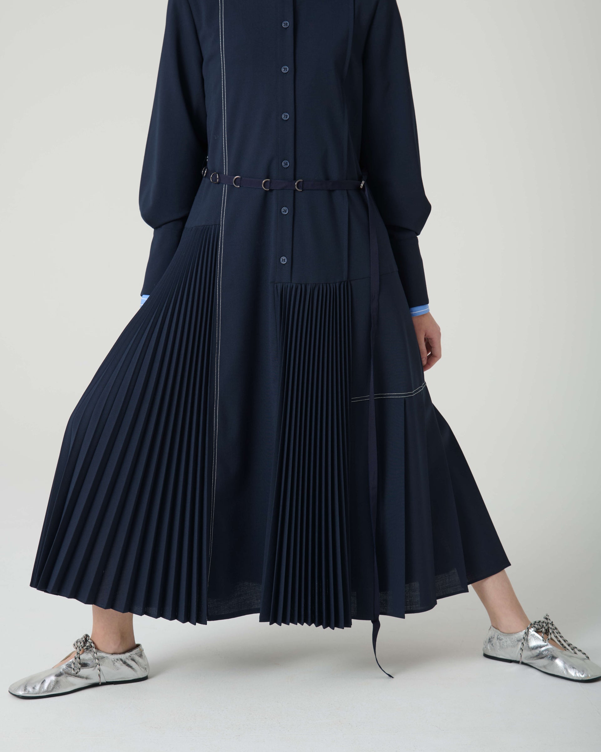 PLEATED CHEMISER DRESS