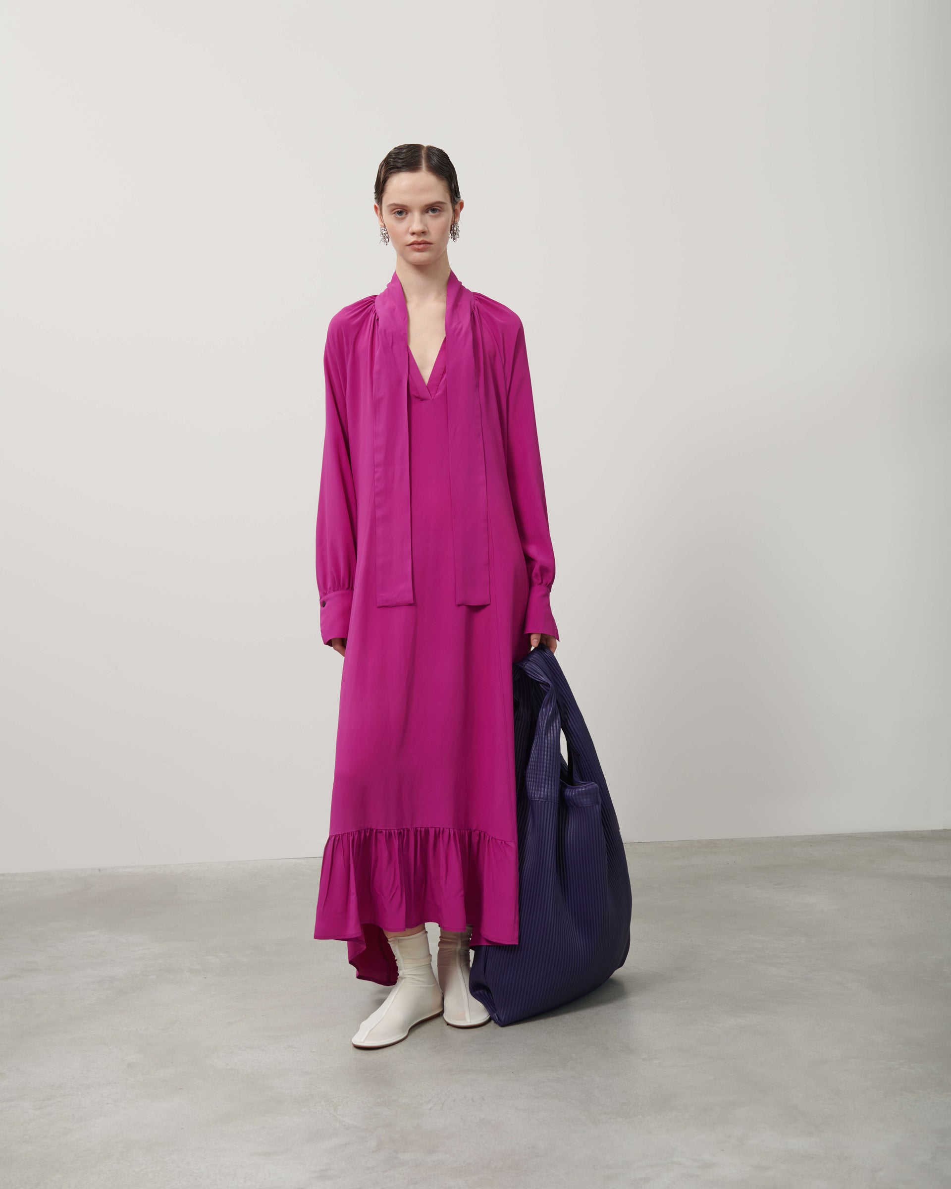 LONG SILK BLEND DRESS