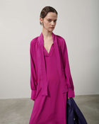 LONG SILK BLEND DRESS
