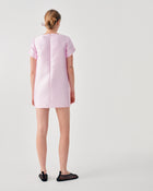 SHORT DUCHESSE DRESS WITH FLORAL EMBROIDERY