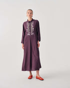 DRESS IN SILK BLEND WITH HANDMADE EMBROIDERY