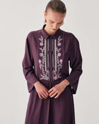 DRESS IN SILK BLEND WITH HANDMADE EMBROIDERY