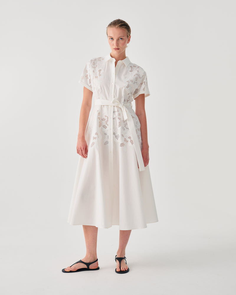 EMBROIDERED POPLIN CHEMISIER DRESS