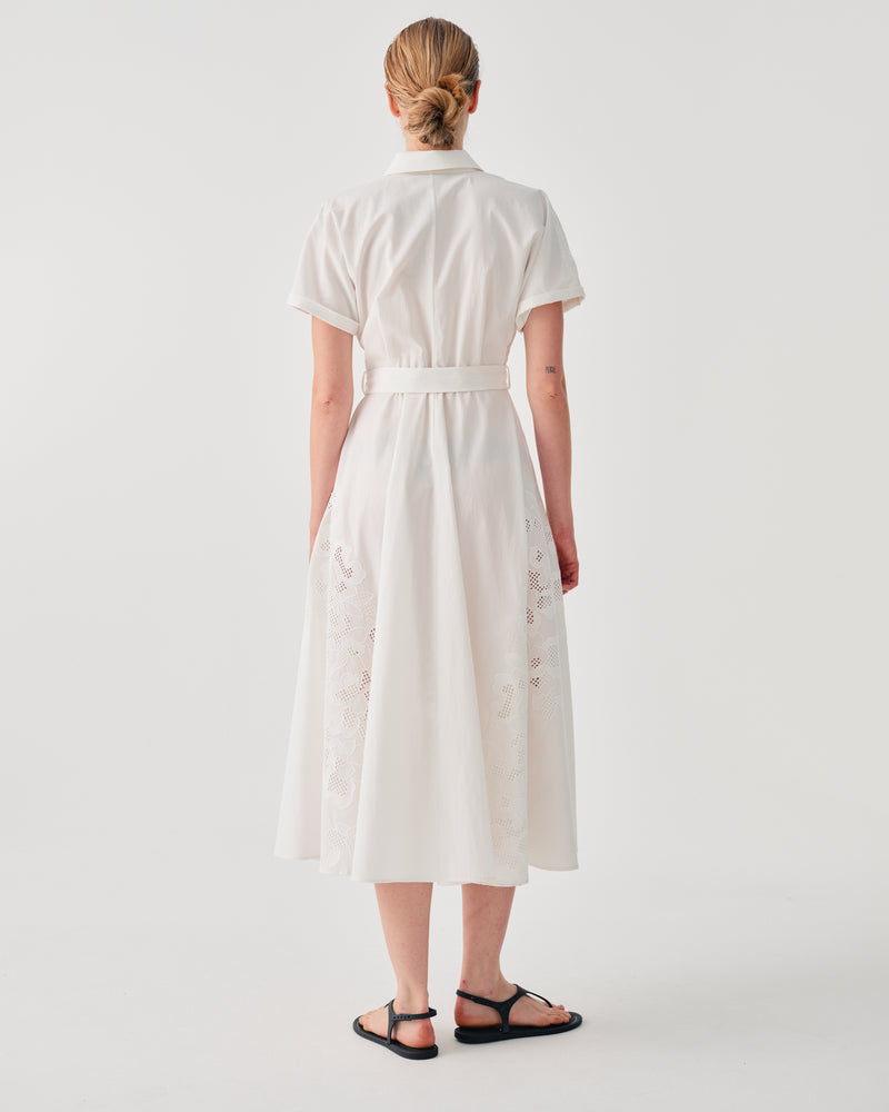 EMBROIDERED POPLIN CHEMISIER DRESS