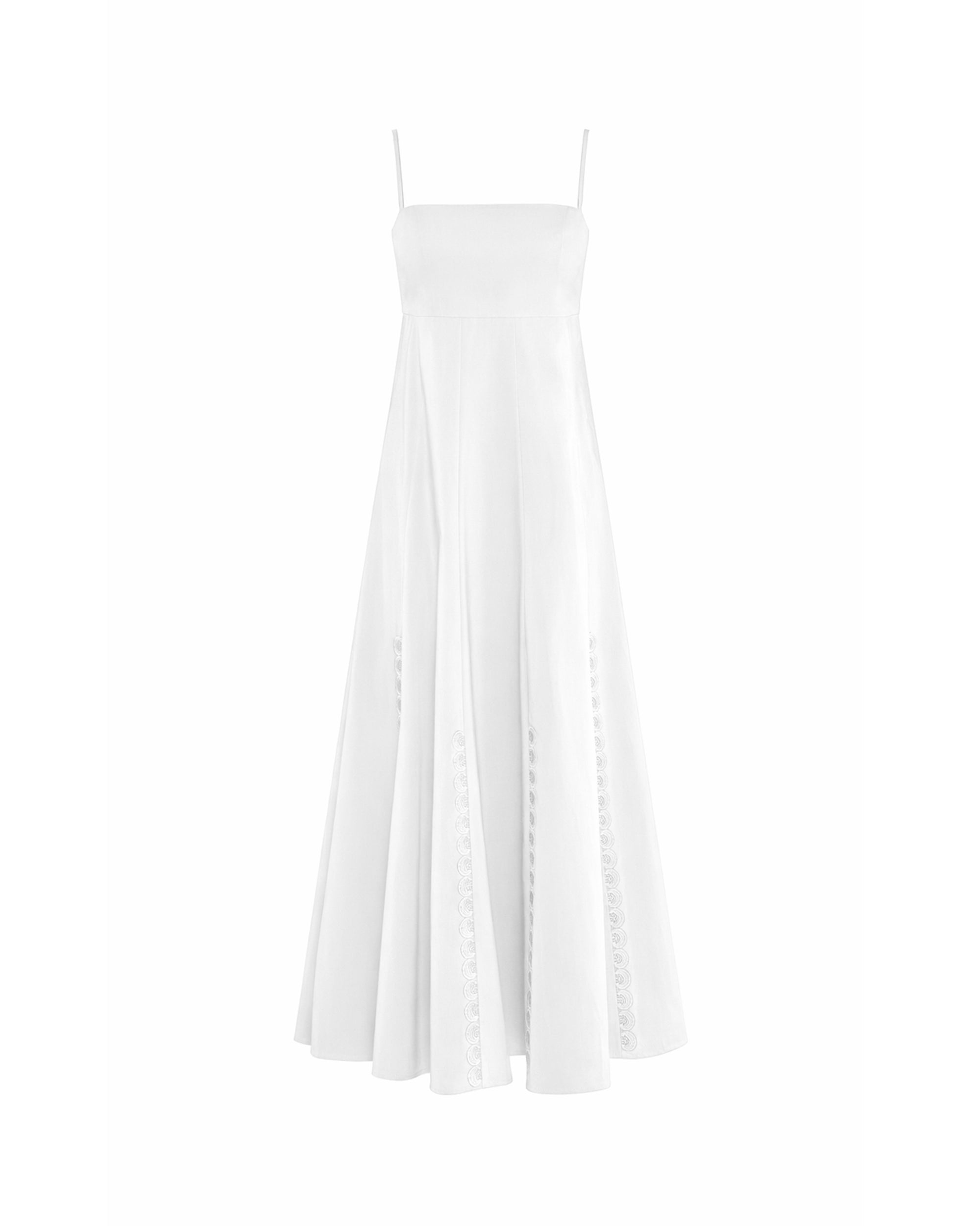 LONG DRESS WITH THIN STRAPS AND EMBROIDERY