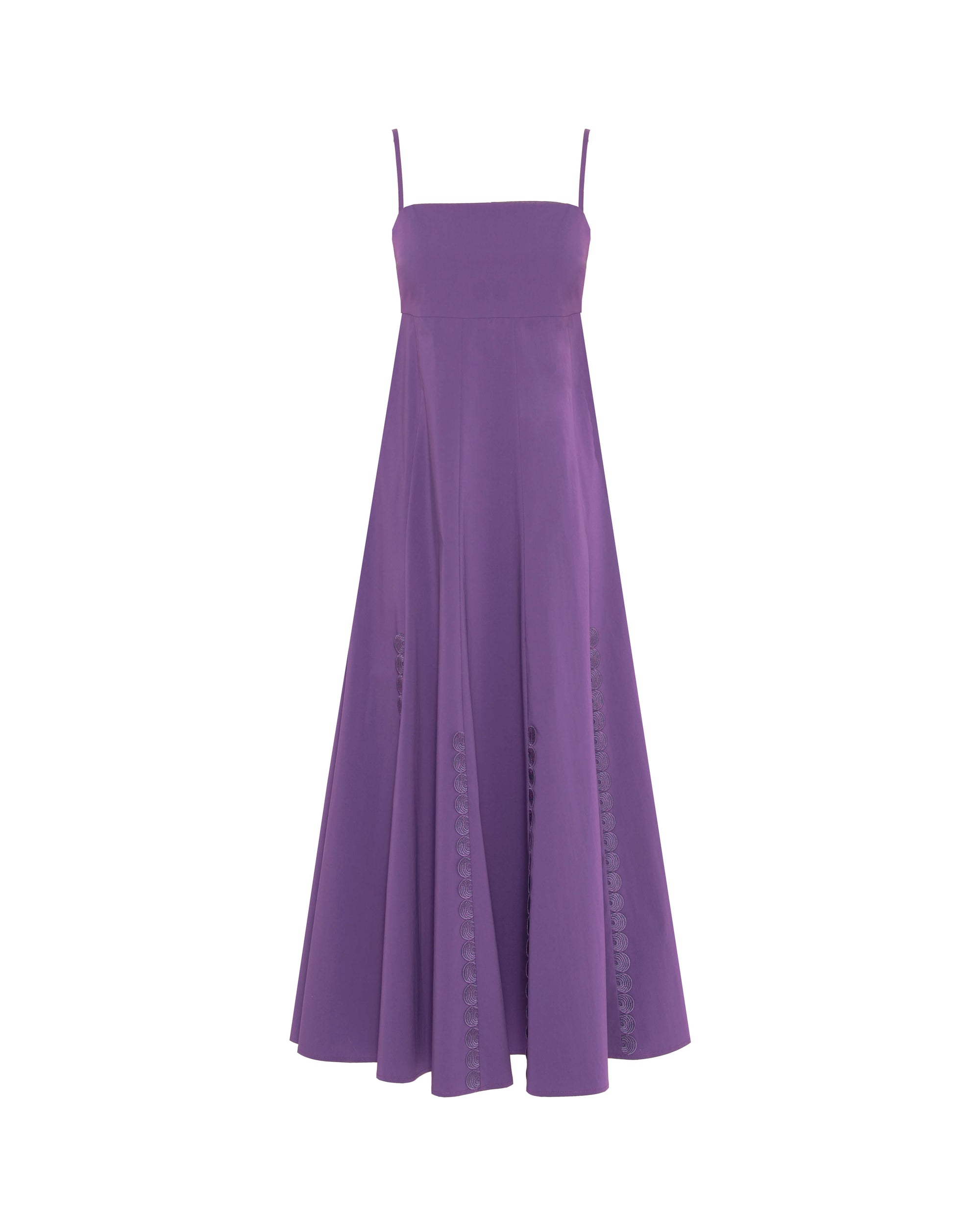 LONG DRESS WITH THIN STRAPS AND EMBROIDERY