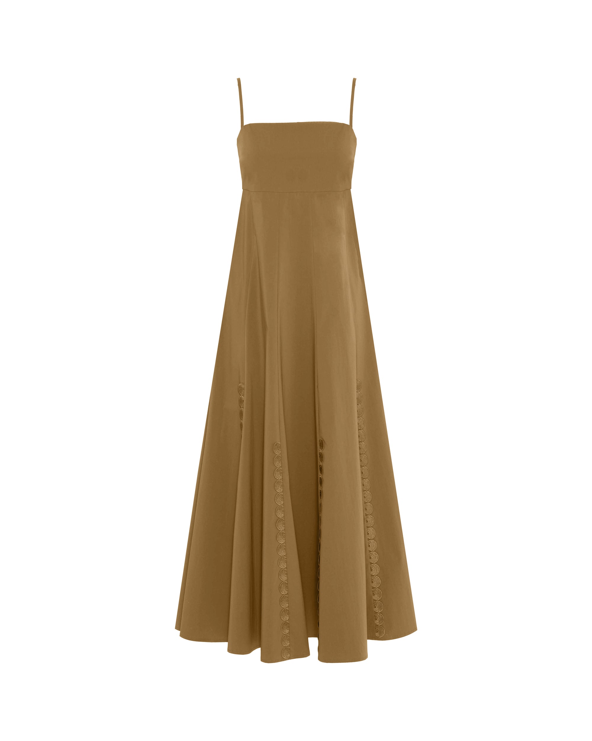LONG DRESS WITH THIN STRAPS AND EMBROIDERY