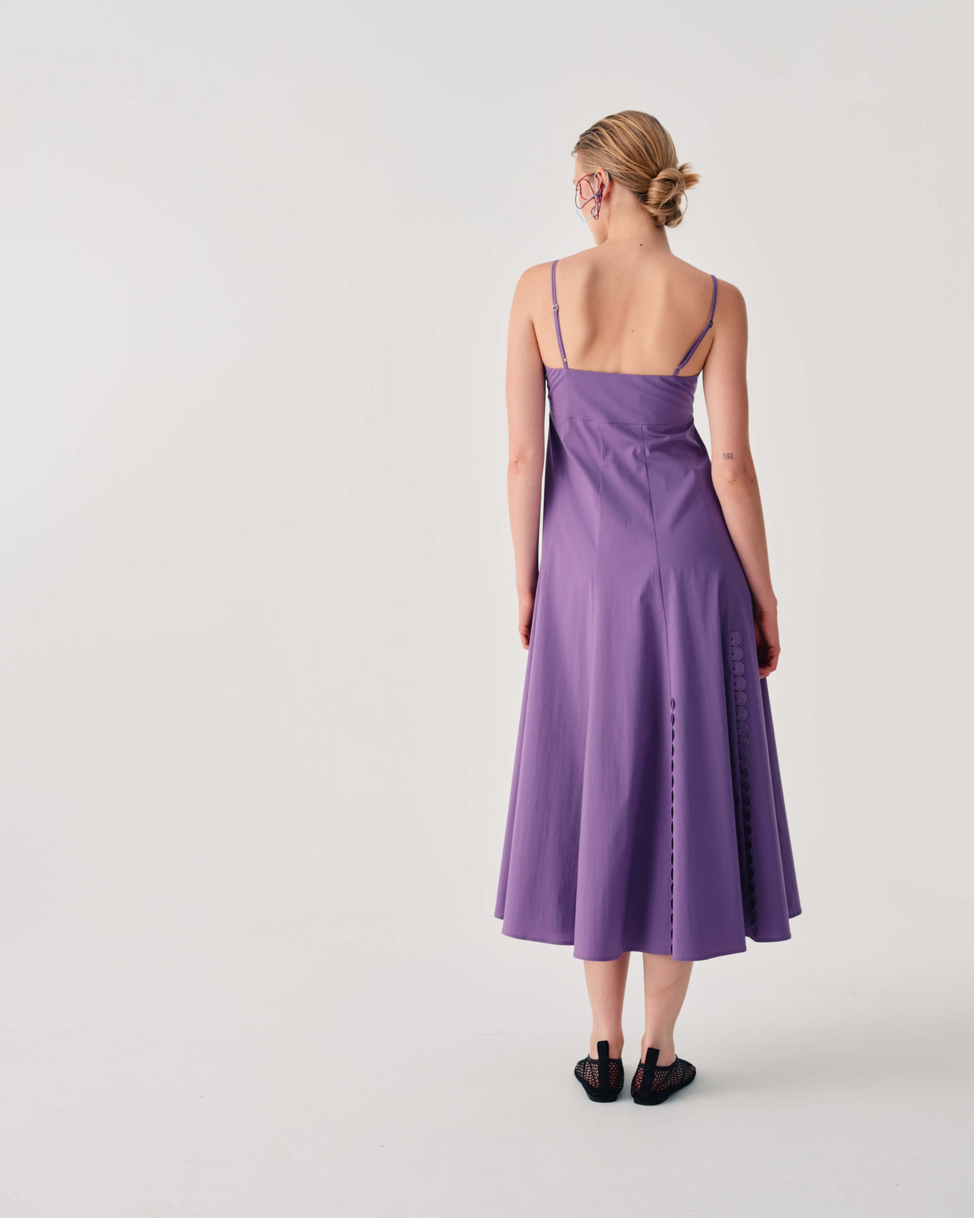 LONG DRESS WITH THIN STRAPS AND EMBROIDERY