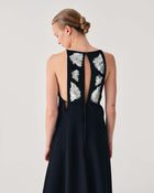 LONG DRESS WITH EMBROIDERED FLORAL DETAILS
