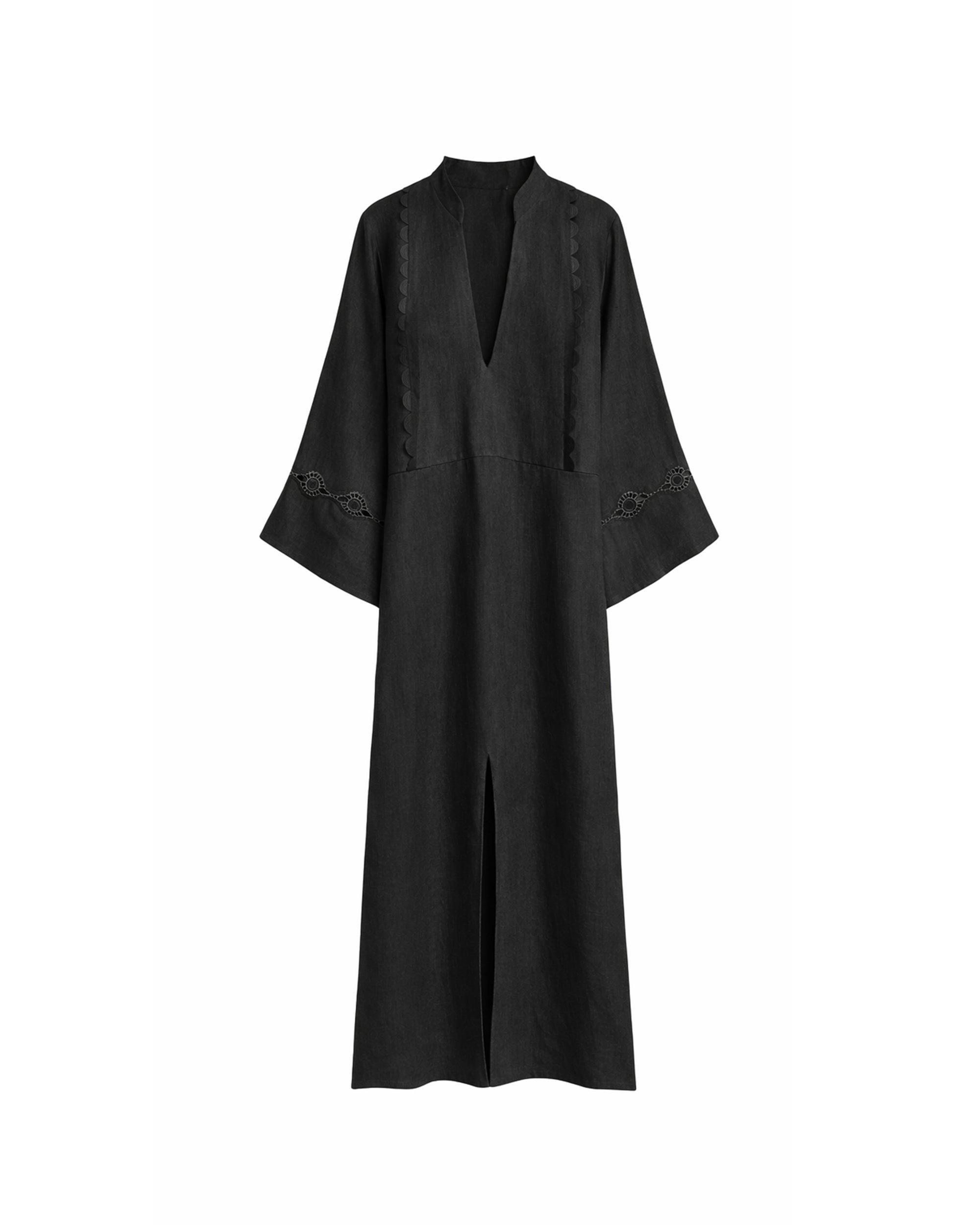 LONG LINEN DRESS WITH LACE