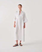 LONG LINEN DRESS WITH LACE