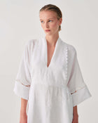LONG LINEN DRESS WITH LACE
