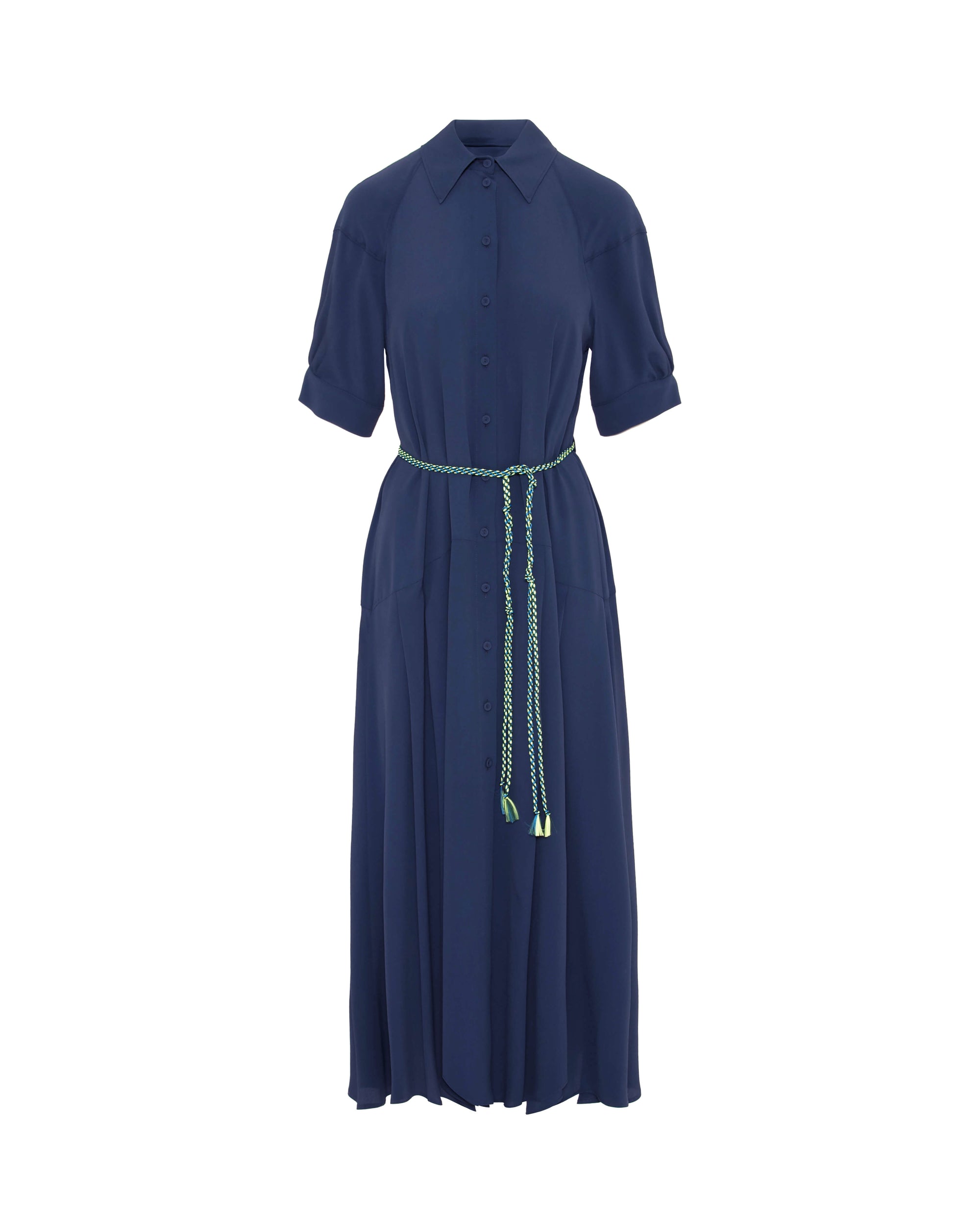 SHORT-SLEEVED DRESS IN SILK BLEND