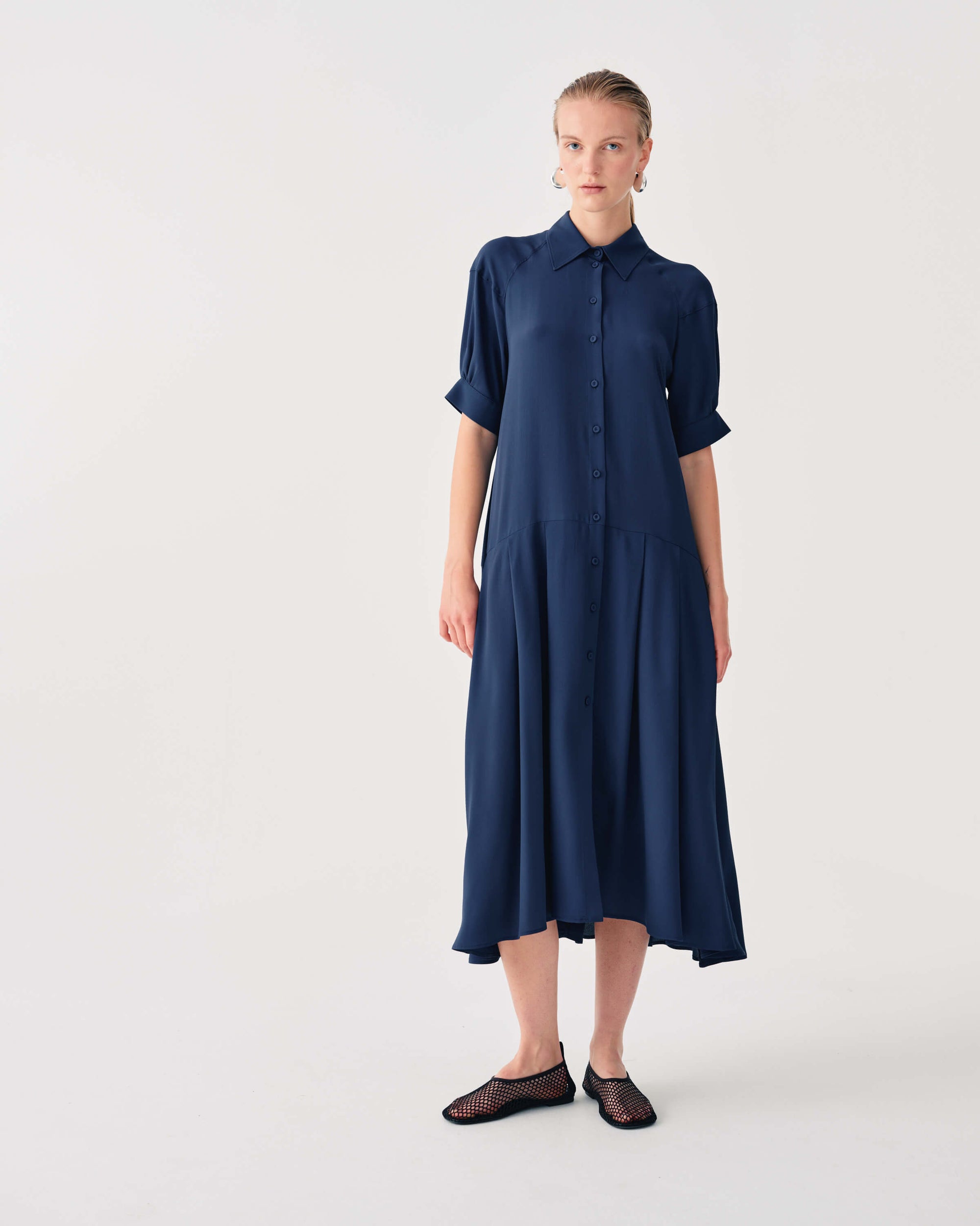 navy silk shirt dress Muse Silk Shirtdress