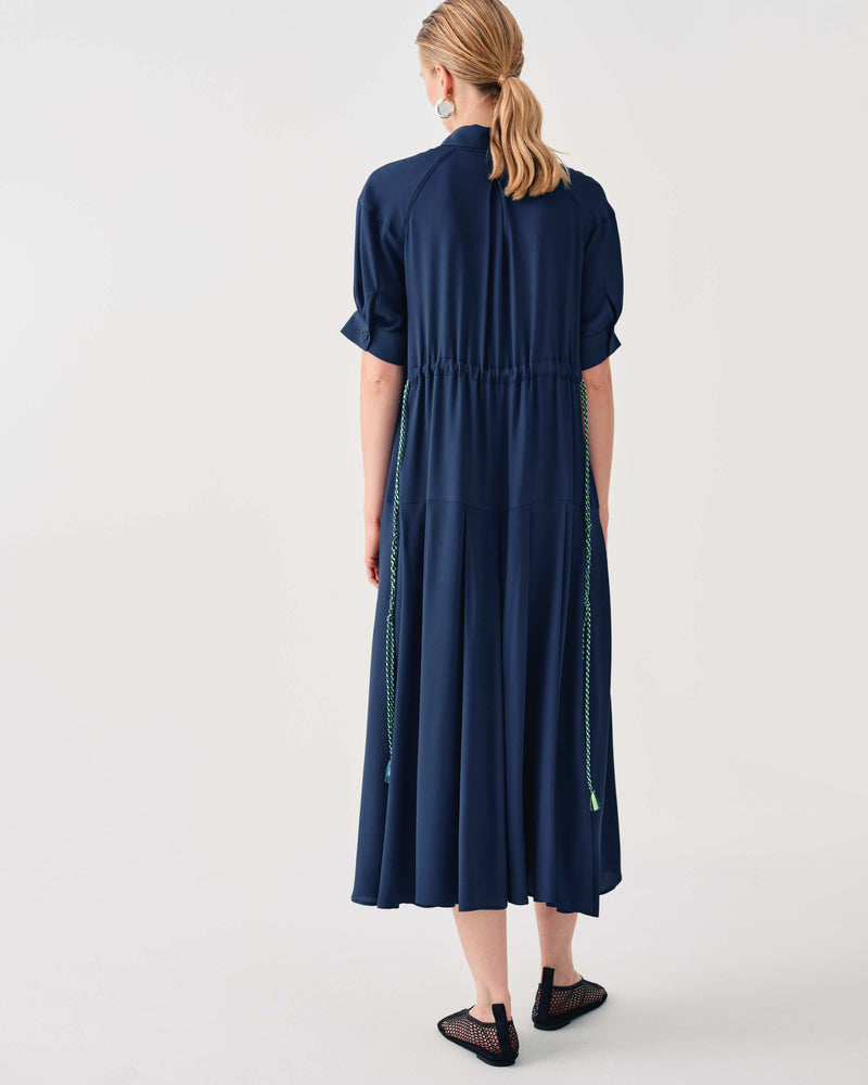 SHORT-SLEEVED DRESS IN SILK BLEND