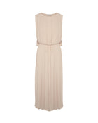 PLEATED LONG DRESS WITH WAIST TIE