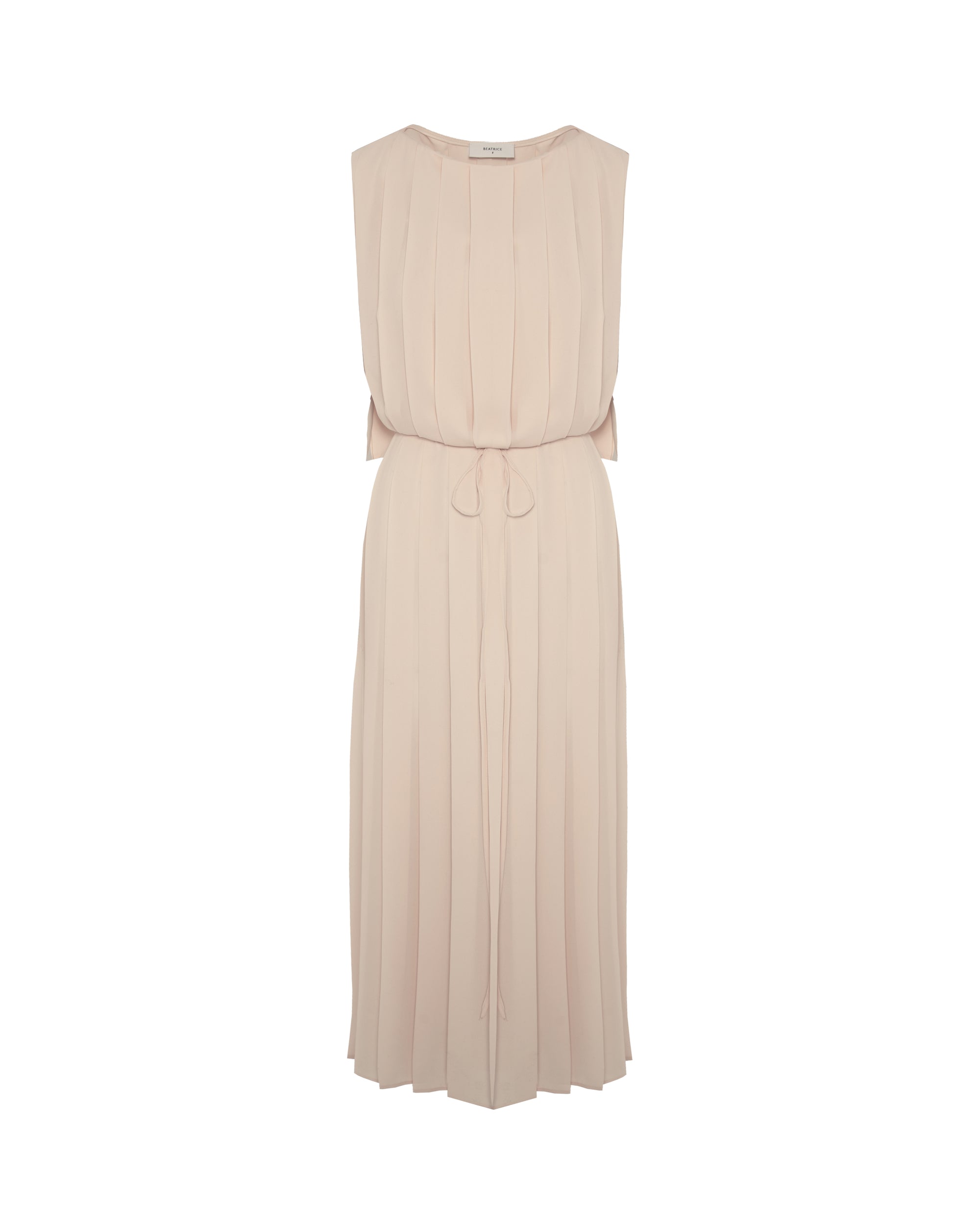 PLEATED LONG DRESS WITH WAIST TIE