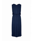 PLEATED LONG DRESS WITH WAIST TIE