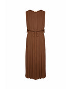 PLEATED LONG DRESS WITH WAIST TIE