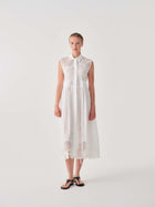 SLEEVELESS LONG DRESS WITH FLORAL EMBROIDERY