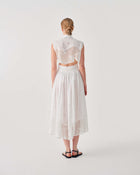 SLEEVELESS LONG DRESS WITH FLORAL EMBROIDERY