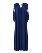 LONG DRESS WITH WIDE SLEEVES AND EMBROIDERY