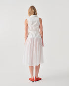 SLEEVELESS SHIRT DRESS WITH GATHERED SKIRT