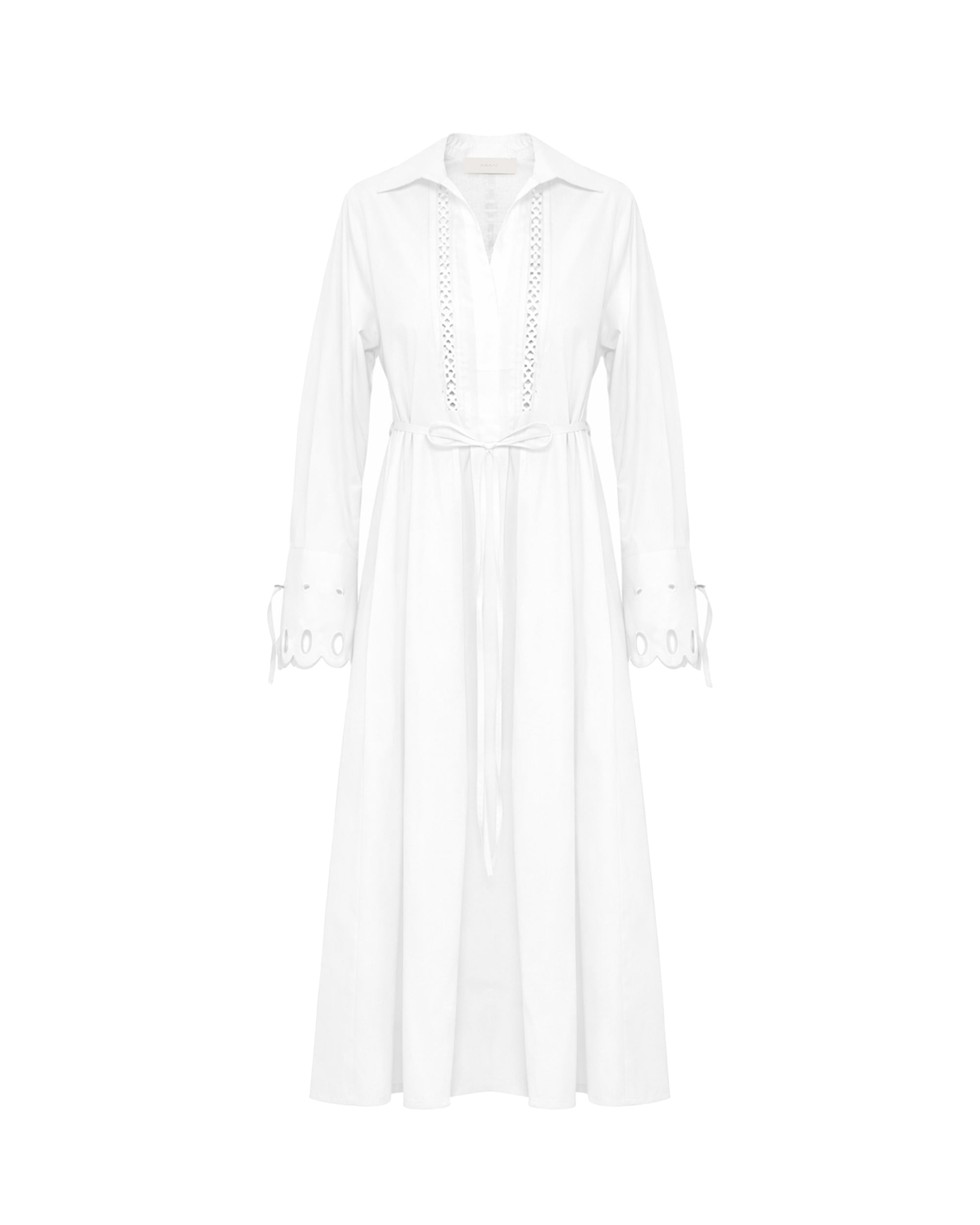 LONG SHIRT DRESS WITH EMBROIDERED DETAILS