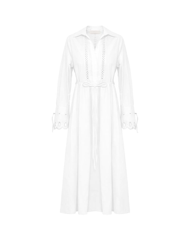 LONG SHIRT DRESS WITH EMBROIDERED DETAILS