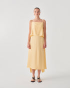 LONG DRESS WITH THIN STRAPS AND OVERLAPPING FRONT DETAIL