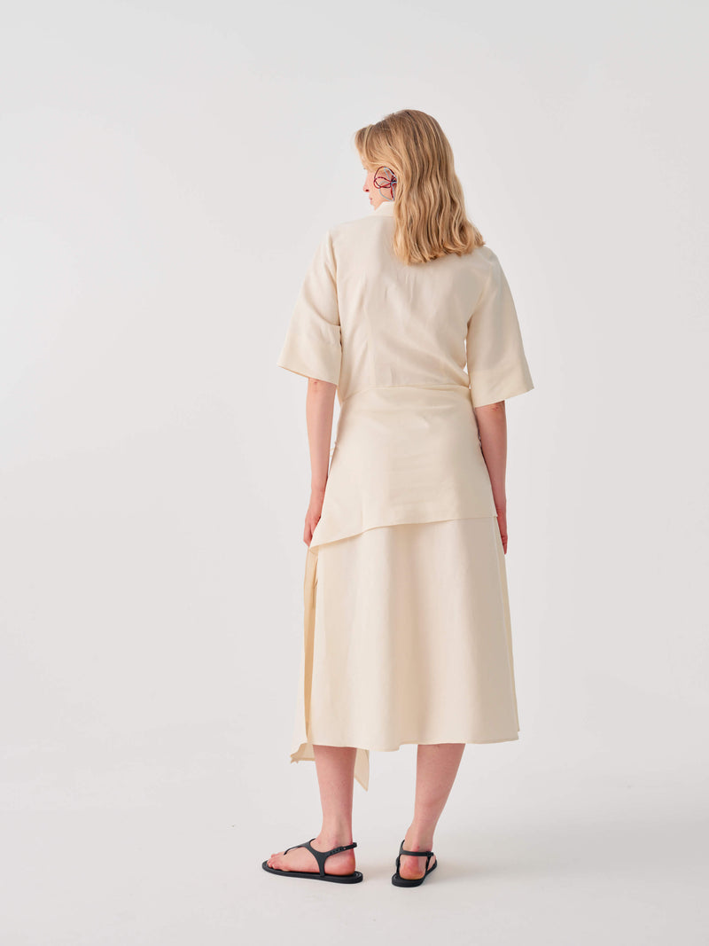 MIDI DRESS WITH ASYMMETRICAL DRAPING