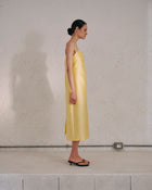 MIDI DUCHESSE DRESS WITH THIN STRAPS